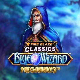 Fire Blaze Blue Wizard Megaways logo by Rarestone Gaming at CrownPlay Casino